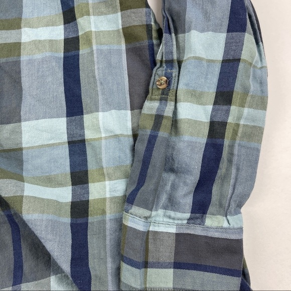 Christopher & Banks Button Up Shirt Womens Large Blue Plaid Long Sleeve - Picture 6 of 8